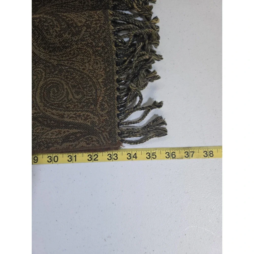 Cecchi e Cecchi Women Wool Paisley Wrap Scarf Fringe Brown Italy Warm Shawl
